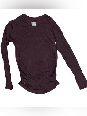 Athleta Seamless Side Cinch Long Sleeve Top - Burgundy Sz S